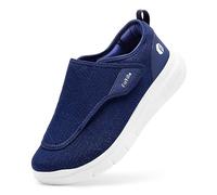 FitVille Zapatos Hombre Anchos con Forro Sin Costuras y Correa Ajustable - Fácil de Poner y Quitar, Cómodo Todo el Día 44.5 EU X-Ancho
