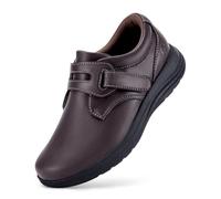 FitVille Zapatos Mujer de Cuero Mocasines Extra Anchos Ligero para Pies Sensibles Zapatillas Cómodas para Caminar 40 EU Ancho Marrón