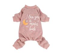 Fitwarm Pijama de terciopelo ligero para perro, pijama térmico I Love You to The Moon and Back Paw-Some Sleeper Puppy Clothes Stretch Doggie para mascota, camisa de gato, Jammies, rosa XL