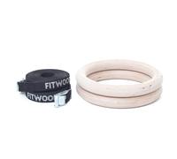 FitWood Anillos De Gimnasia 28mm - Madera-Superficie / Negro Correa