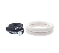 FitWood Olympic Anillos De Gimnasia 28mm - Glazing-Superficie / Negro Correa