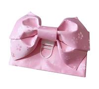 FITYLE Cinturón OBI japonés pre-atado Sakura Jacquard Weave Bow Tsukuri OBI Kimono Sash bathrobe Robe Accesorios, Rosa