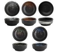 Fitzkor Juego de platos de cerámica de estilo japonés, cuencos pequeños para condimentos, platos de aperitivo blanco y negro para sushi y inmersión (5)