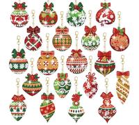 Fiula 20*Christmas Diamond Keychains, Llaveros Navidad DIY con Colgantes, 5D DIY Daimond Art Painting Keyrings, Kit de Pintura Diamante,Diamond Painting Keychains Christmas