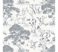 Fiula Papel Pintado Autoadhesivo Azul Gris Animal Lámina Adhesiva Muebles Árbol Pared Papel Pintado 41 x 300CM Papel Pintado Para Muebles Textura Blanco Impermeable Whonzimmer Dormitorio Bosque Won