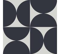 Fiula Papel Pintado Autoadhesivo Con Patrón Geométrico 44 x 300CM Lámina Adhesiva Para Muebles Color Azul Oscuro y Gris Semicircular Resistente Al Agua Papel Pintado Vintage Para Salón