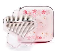 Fiunkes Kit completo de piano de pulgar Kalimba transparente de 21 teclas, forma de Sakura, Kalimba de cristal transparente de 17 teclas con funda protectora de EVA, instrumentos musicales