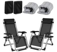 Fiutazge 2Pcs 83cm Ultra Ancho Tumbonas Jardin Exterior, Tumbona Plegable con Cojín Acolchado, Reposacabeza ExtraíBle y Portavasos, Funda Sillas Jardin, para Tomar el Sol en la Playa, Gris