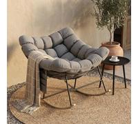 Fiutazge Mecedora Jardin Exterior con Cojín Acolchado,Sillón de Huevo Oscilante Silencioso,Carga Máxima 180kg,Silla Mecedora para Salón Balcón Patio Estudio,Gris