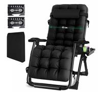 Fiutazge Tumbonas Jardín Exterior de 65cm,Tumbona Plegable con Respaldo Ajustable,Sun Lounger con Cojín,Reposacabezas,Portavasos,Tumbona de Relax Ergonómico para Camping,Jardín y Balcón,Negro