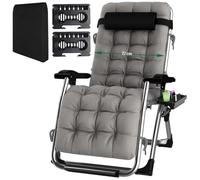 Fiutazge Tumbonas Jardín Exterior de 72cm,Silla de Jardín,Tumbona Plegable con Respaldo Ajustable,Cojín,Reposacabezas,Portavasos,Ergonómico Tumbona de Relax para Camping y Balcón,Gris