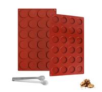 FIUTEKO Juego de 24 moldes de silicona antiadherentes florentinos y moldes para chocolate, 2 unidades mini moldes redondos con 48 huecos, juego de moldes con pinzas para bombones, postres, helados