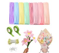 FIVAVA 500 limpiapipas para manualidades en 8 colores, juego de limpiador de pipas de flores, limpiador de pipas para manualidades con 300 estambres, alambre de flores, cinta de regalo para