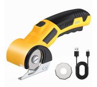FIVAVA Cortador de cartón eléctrico de 4 V, cortador giratorio universal inalámbrico para cartón, tela, alfombras, cuero, fieltro, plástico, con 2 hojas, unidad de iluminación