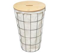 Five - Cesta para ropa (42 L, de metal, color negro y carbón y tapa de madera)