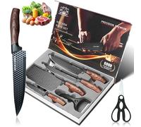 FIVE COWS Cuchillos Cocina 6 piezas, Set Cuchillos Cocina, afilados cuchillos de cocinero, Incluye 4 cuchillos de chef, Ideal para cocinas interiores y camping