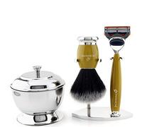 Five Edge Cartucho compatible Razor & Black Pelo sintético cepillo de afeitado con doble soporte y cuenco set de regalo