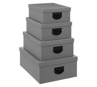 Five - Juego de 4 Cajas de Almacenamiento Gris Oscuro, Aspecto Yute