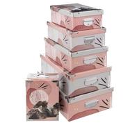 Five - Juego de 6 Cajas de Almacenamiento con Asas y Esquinas de Metal Decorativo para Animales