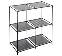 FIVE Modular Shelves Estantería Metal casilleros Doble 3 estantes, No Tejido, Gris/Negro, L.69 x P.34,6 x A.69,5 cm