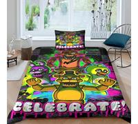 Five Nights at Freddy'S Funda De Edredón para Dormitorio Impresión 3D DigitalAnime Funda Nórdica Microfibra Y Funda De Almohada con Cremallera Juego De Ropa De Cama 2 Piezas Single（135x200cm）