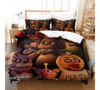 Five Nights At Freddy'S Impresión 3D DigitalAnime Funda Nórdica Funda De Edredón Familiar Y Niños Juego De Cama Microfibra Y Funda De Almohada con Cremallera 3 Piezas Single（140x200cm）