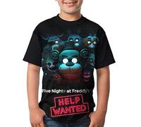 Five Nights at Freddy's Kids Camisetas 3D Impresas de Verano con Cuello Redondo de Manga Corta para Niños Tops Negro, Black2, L