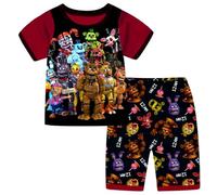 Five Nights Game Boy Pijama Set Chica Verano Fantasía t - Camisetas y Pantalones Cortos Pijamas Dibujos Animados Niños Ropa Casa Conjunto de Dos Piezas Pajamas, rojo, 12-13 Años