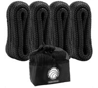 Five Oceans Paquete de 4 líneas de Guardabarros de Barco de 3/8 Pulgadas x 6 pies con Ojal de 5 Pulgadas, Cuerda de Barco para Parachoques con Bucle, Nailon Negro de Grado Marino Doble Trenzado -