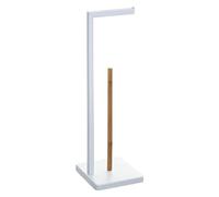 FIVE Portarrollos-Reserva Natureo Blanco, Metal/bambú, 64,5x20x20 cm
