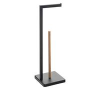 FIVE Portarrollos-reserva Natureo negro, Metal/bambú, 64,5x20x20 cm