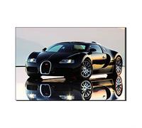 Five-Seller Bugatti - Cuadro clásico de coche deportivo negro de Bugatti para pared, obras de arte modernas, decoración principal, para salón, dormitorio, galería (sin marco, 50 x 70 cm)