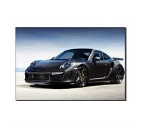 Five-Seller Coche deportivo negro, pintura de Porsche sobre lienzo, arte de pared, obras de arte modernas, decoraciones principales para salón, dormitorio, galería (sin marco, 70 x 100 cm)