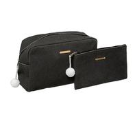 Five - Set de 2 Kits de Aseo y Maquillaje Negro carbón con Pompones