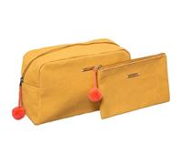 Five - Set de 2 Kits de tocador y Maquillaje, Color Amarillo Mostaza con Pompones
