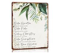 Five Solas Reformed Doctrine Black Metal Tin Sign 12x8 Inch