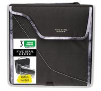 Five Star 29296IT8 - Carpeta de 3 anillas (3 pulgadas), cosida, funda acolchada extraíble, color negro y gris