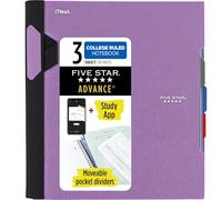 Five Star Advance - Cuadernos espirales, 3 materias, papel rayado universitario, 11 x 8-1/2 pulgadas, 150 hojas, con protector en espiral y separadores móviles, morado amatista (820060G)