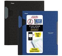 Five Star Advance Cuadernos espirales + aplicación de estudio, paquete de 2, 1 materia, papel rayado universitario, 11 x 8-1/2 pulgadas, 100 hojas, con protector en espiral y separadores móviles,