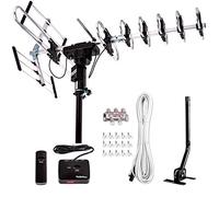 Five Star - Antena de TV para exteriores, hasta 322 km de alcance, rotación direccional de 360 grados, HDTV, 1080P, 4K, VHF, UHF, compatible con 5 TV y radio FM 2020