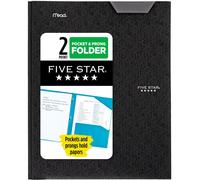 Five Star Carpeta de 2 bolsillos Carpeta de plstico de colores con bolsillos y cierres de punta para carpetas de 3 anillas, ideal para suministr