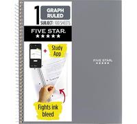 Five Star Cuaderno en espiral, 1 sujeto, cuatro rayas, 11" x 8 1/2", gris (620000AA3)