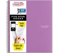 Five Star Cuaderno en espiral, 3 materias, papel rayado universitario, 150 hojas, 11 pulgadas x 8-1/2, morado (38746)