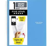 Five Star Cuaderno en espiral + aplicación de estudio, 1 tema, papel rayado gráfico, combate el sangrado de tinta, cubierta resistente al agua, 8-1/2 x 11 pulgadas, 100 hojas, azul marea (06190AA4)