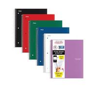 Five Star - Cuadernos de 1 materia, 8.5 x 11 pulgadas, rayas universitarias, 100 hojas, colores surtidos, paquete de 6 (MEA38052)