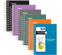 Five Star Cuadernos en espiral, paquete de 6, cuadernos de bolsillo Fat Lil', papel rayado universitario, 3-1/2 x 5-1/2 pulgadas, pequeño, 200 hojas, morado, naranja, verde, azul, gris, negro (38027)