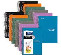 Five Star Cuadernos personales en espiral, paquete de 12, 1 materia, papel rayado universitario, 7 x 4-3/8 pulgadas, tamaño pequeño, 100 hojas, morado amatista, naranja Sedona, verde de lentes de mar