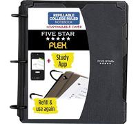 Five Star Flex - Cuaderno recargable + aplicación de estudio, papel rayado universitario, anillos TechLock de 1 pulgada, bolsillos, pestañas y divisores, capacidad para 200 hojas, cubierta