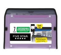 Five Star Organizador de archivos expandible de 7 bolsillos, carpetas de plástico expandibles con pestañas personalizables y cubierta transparente, capacidad para 11 x 8-1/2 pulgadas, cierre de