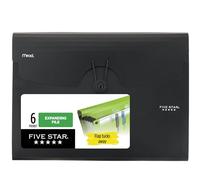 Five Star Organizador de archivos expandible, organizador de archivos de acordeón de 6 bolsillos, cierre elástico, capacidad para 11 x 8-1/2 pulgadas, negro (72391)